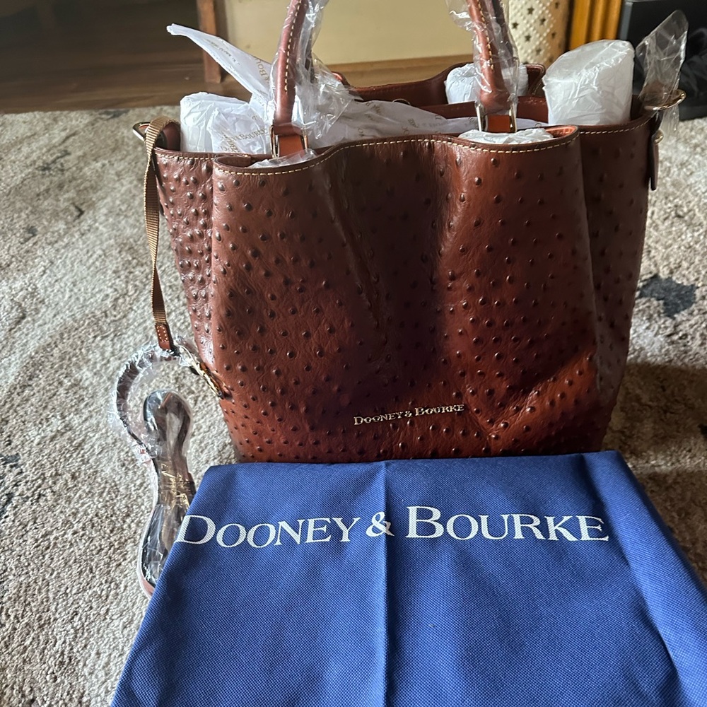 DOONEY BOURKE large Barlow Ostrich Handbag Nwts
